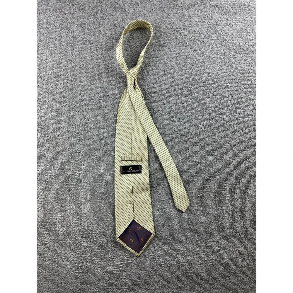 Valerio Garati Men Necktie Yellow Blue 100% Pure Silk Handmade Korea Made Luxury